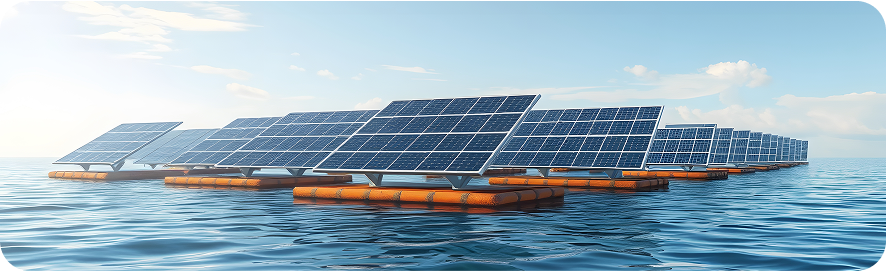 Floating solar panels on water